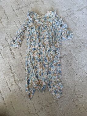 Angel Dear Floral One-Piece Bodysuit in Blue, Cream, Tan